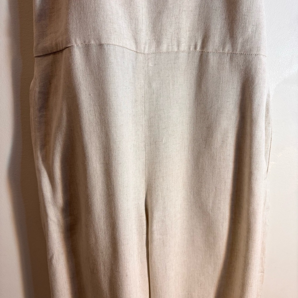 CLUB MONACO Sz 10 Open Back Jumpsuit Linen Cotton Tencel Blend Wide Leg NEW Ecru - Picture 6 of 16